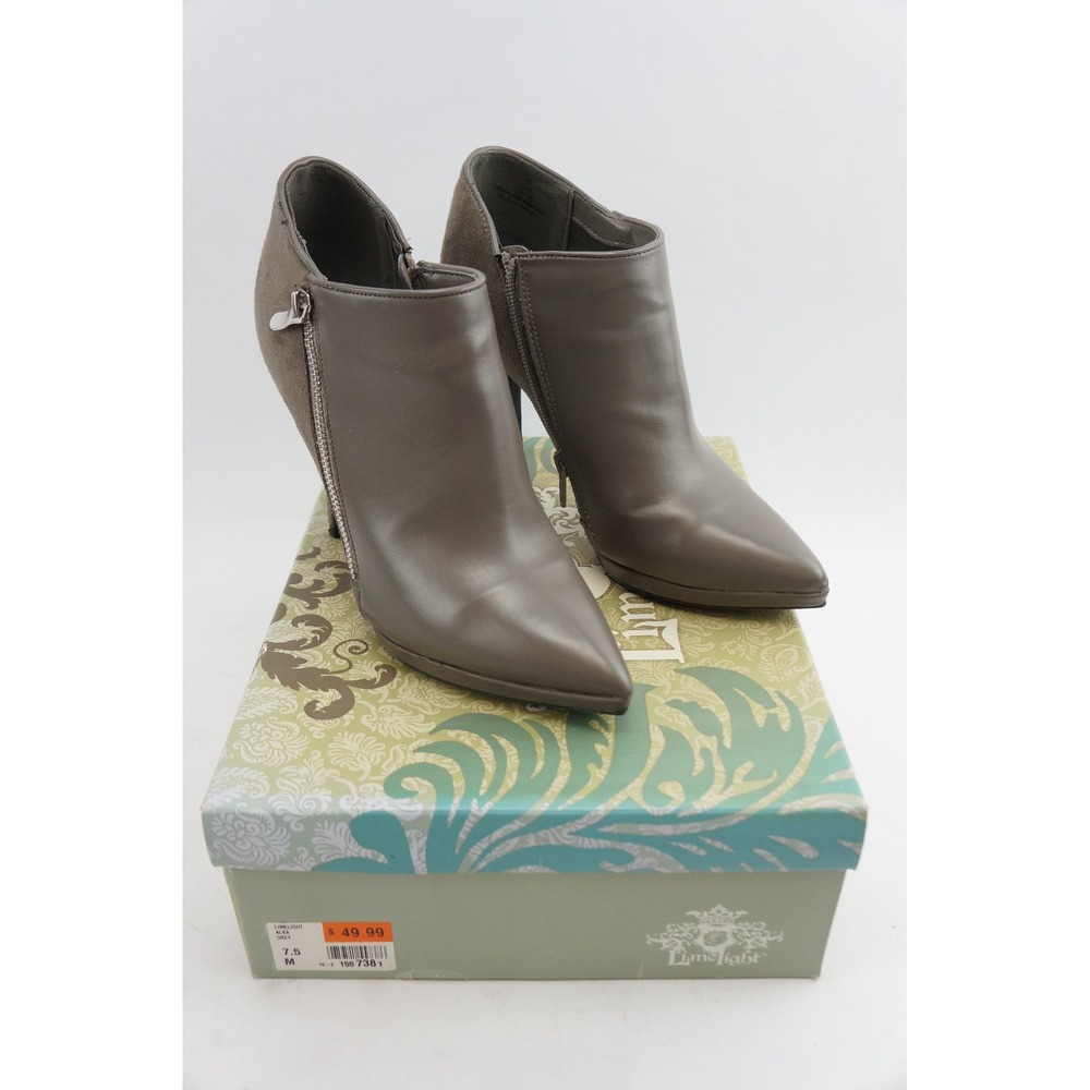 NIB Limelight Alva Women's Gray Zipper Closure Heeled Ankle Boots‎ 7 1/2